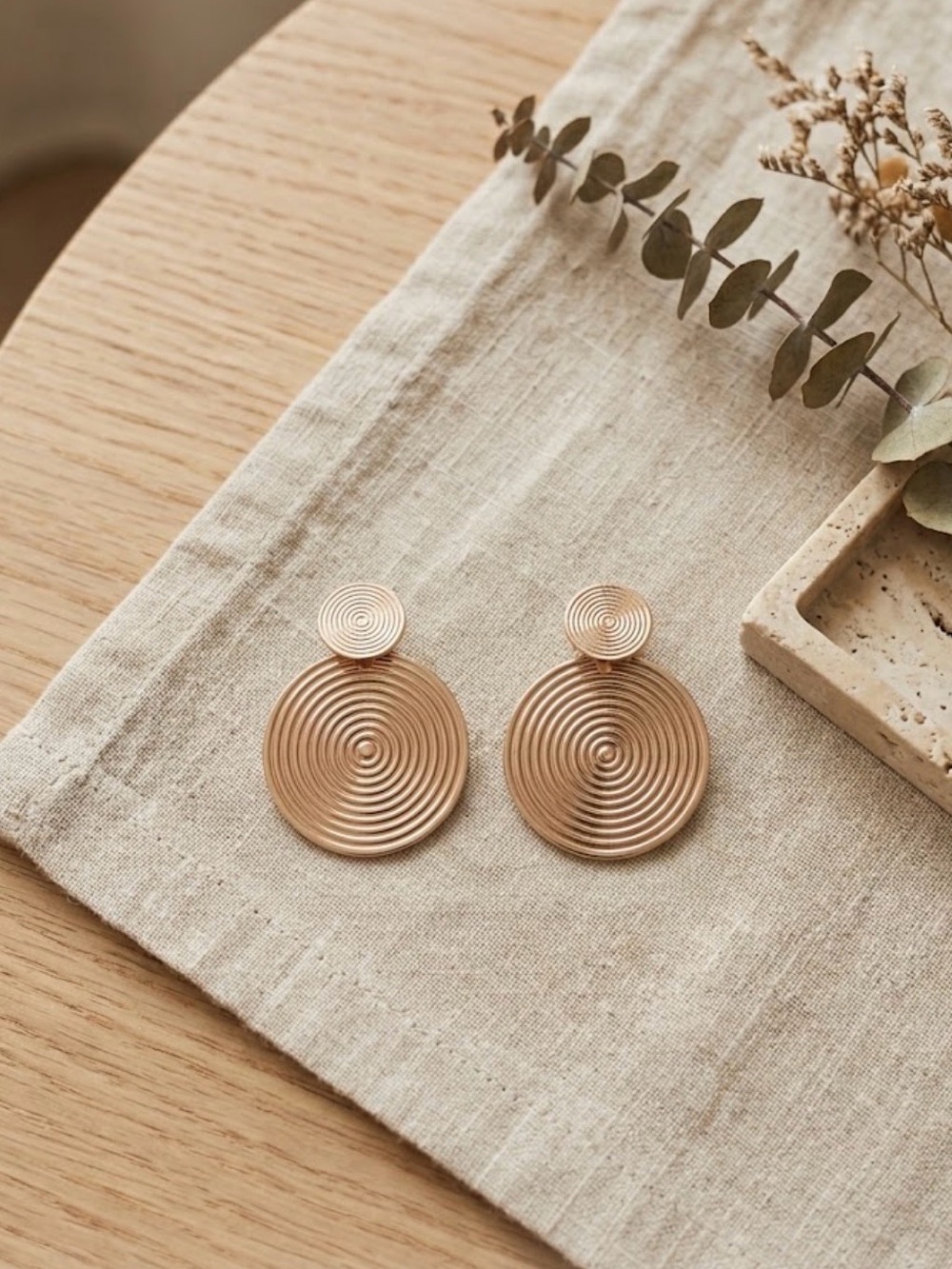 Gold Concentric Circle Drop Earrings - Elegant Women's Jewelry